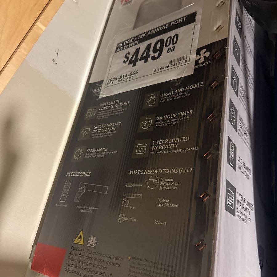 Toshiba RAC-PD1213CWRO 8K/12K BTU Portable AC with Wi-Fi Smart Control & Remote