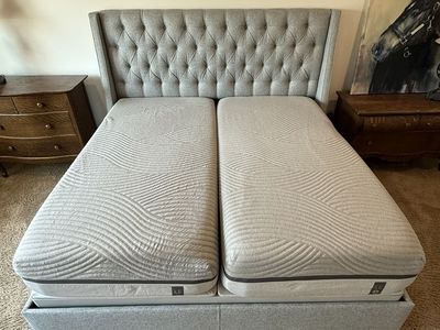 Sleep Number 360 iLE Split King (Limited Edition) Smart Bed and Upholstered Headboard and Remote