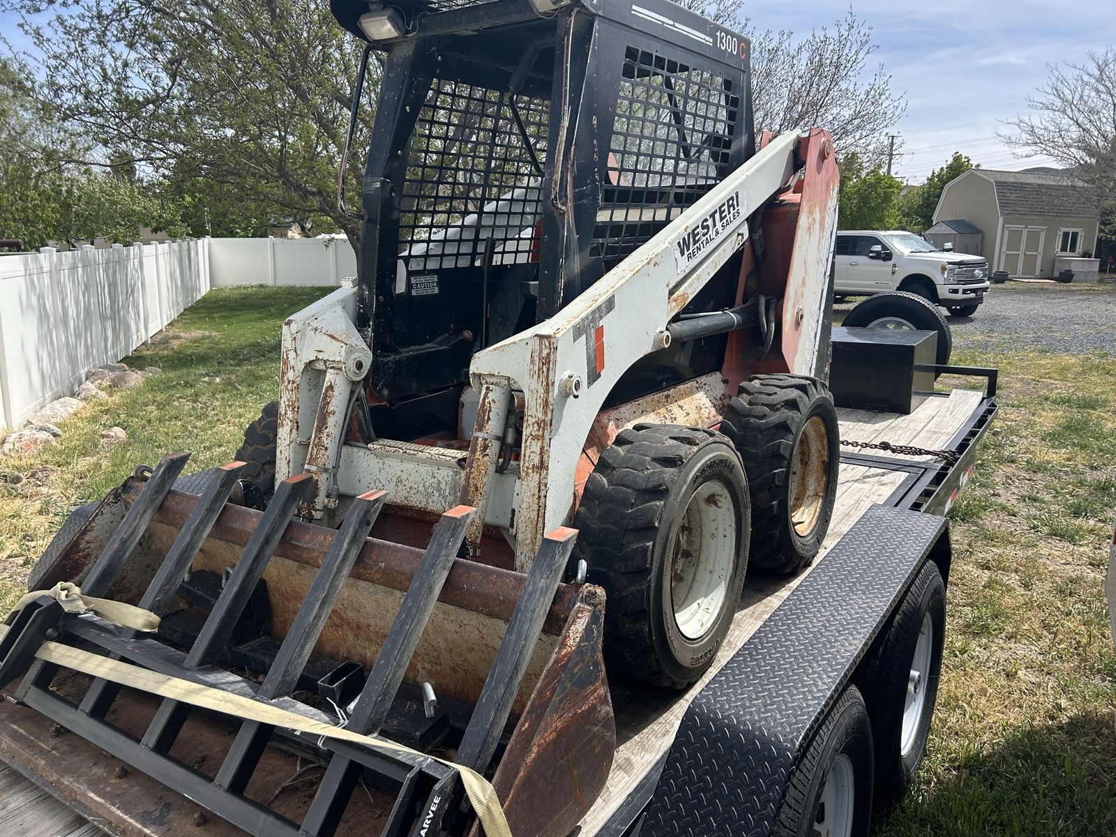 Westeri T300D Track Skid Steer Loader - Used, Good Condition also 24’ PJ tilt deck trailer and 90 gallon fuel tank.