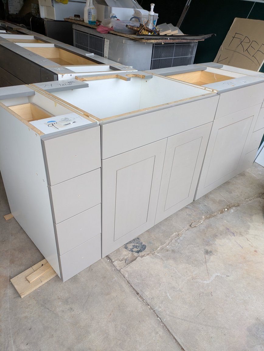 Grey Shaker Style Kitchen cabinets. other cabinets and countertops available.
 Delivery and install available