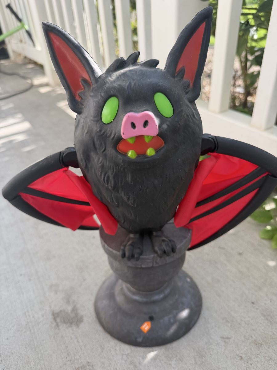 Animated Halloween Bat Figure on Pedestal Tabletop Decoration