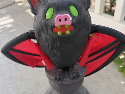 Animated Halloween Bat Figure on Pedestal Tabletop Decoration