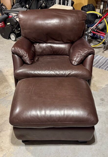 Large Leather Chair & Ottoman