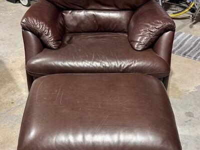 Large Leather Chair & Ottoman