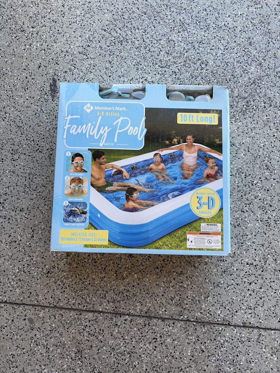 Member's Mark 10ft Family Pool with 3D Action & Goggles - 120"x72"x22"