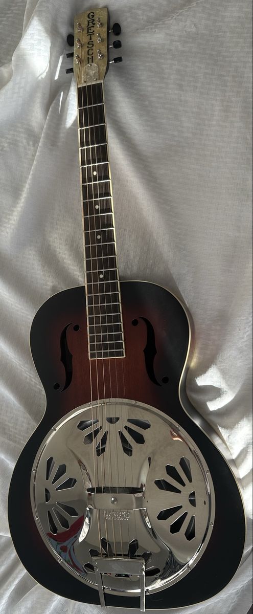 Gretsch G9220 Bobtail round neck resonator guitar with Gator GW-JM Reso Journeyman case and accessories.