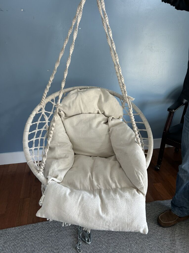 Macrame Hanging Hammock Swing Chair With Cushion