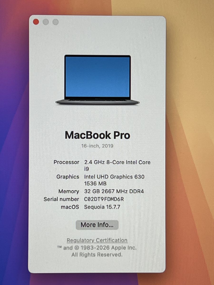 2019 16” MacBook Pro with Touchbar