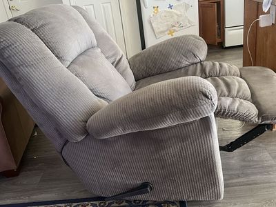 Gray Corduroy Recliner Chair