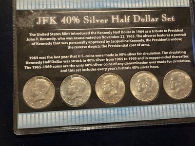 JFK 40% Silver Half Dollar Set (1965-1969) - Complete 5-Coin Collection