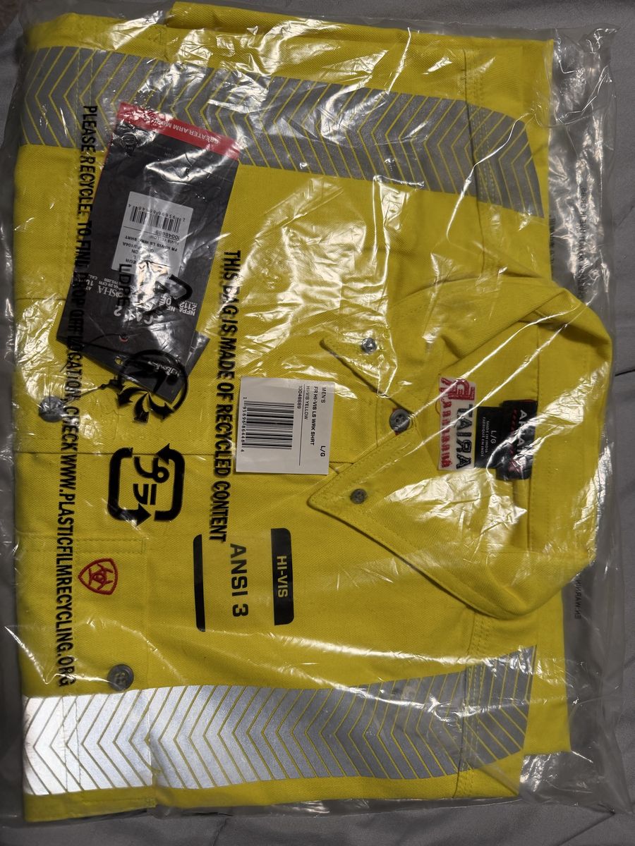**Ariat FR high vis yellow button up shirt**