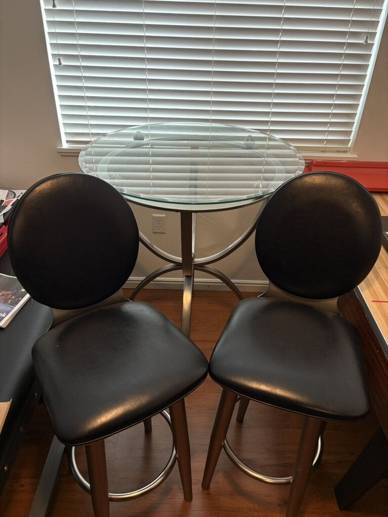 Glass Table and Two Chairs