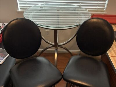 Glass Table and Two Chairs