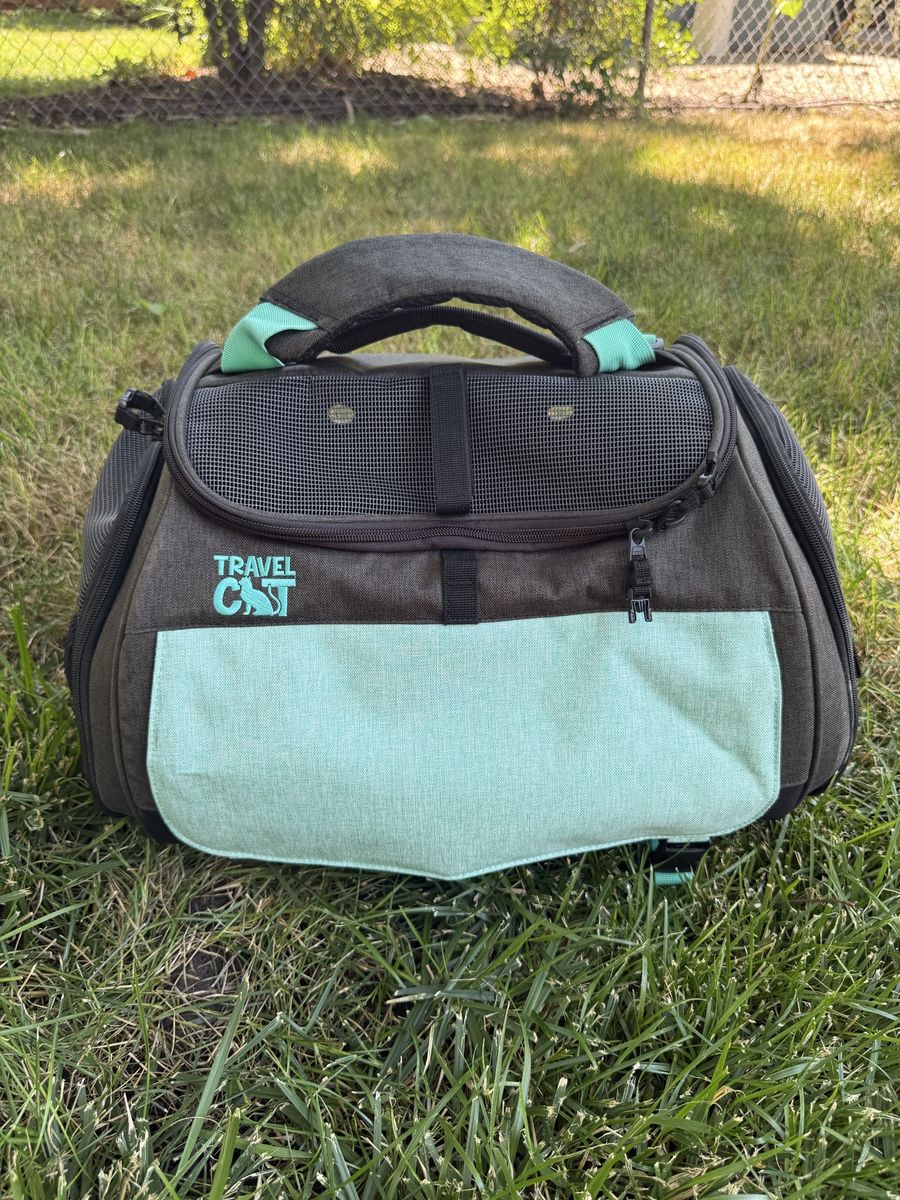 Travel Cat Fat Cat Backpack - Gray & Mint Green Pet Carrier