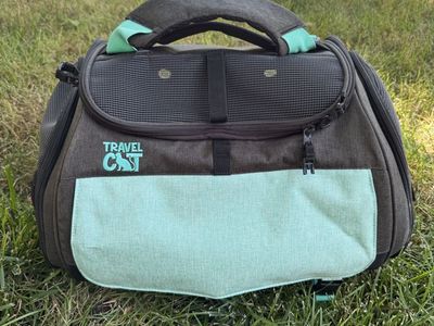 Travel Cat Fat Cat Backpack - Gray & Mint Green Pet Carrier