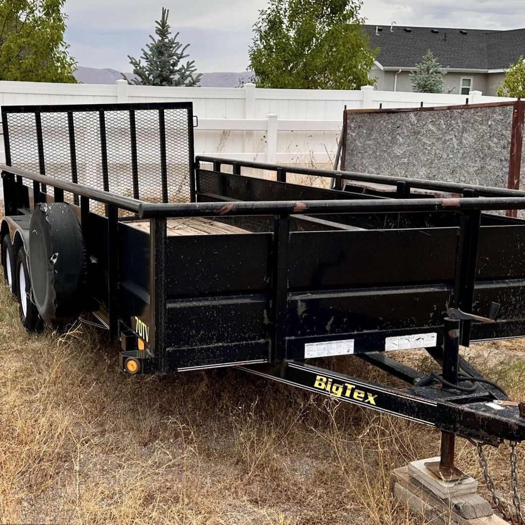 Big Tex 70TV Tandem Axle Utility Trailer with Ramp Gate & Spare Tire, 16 foot