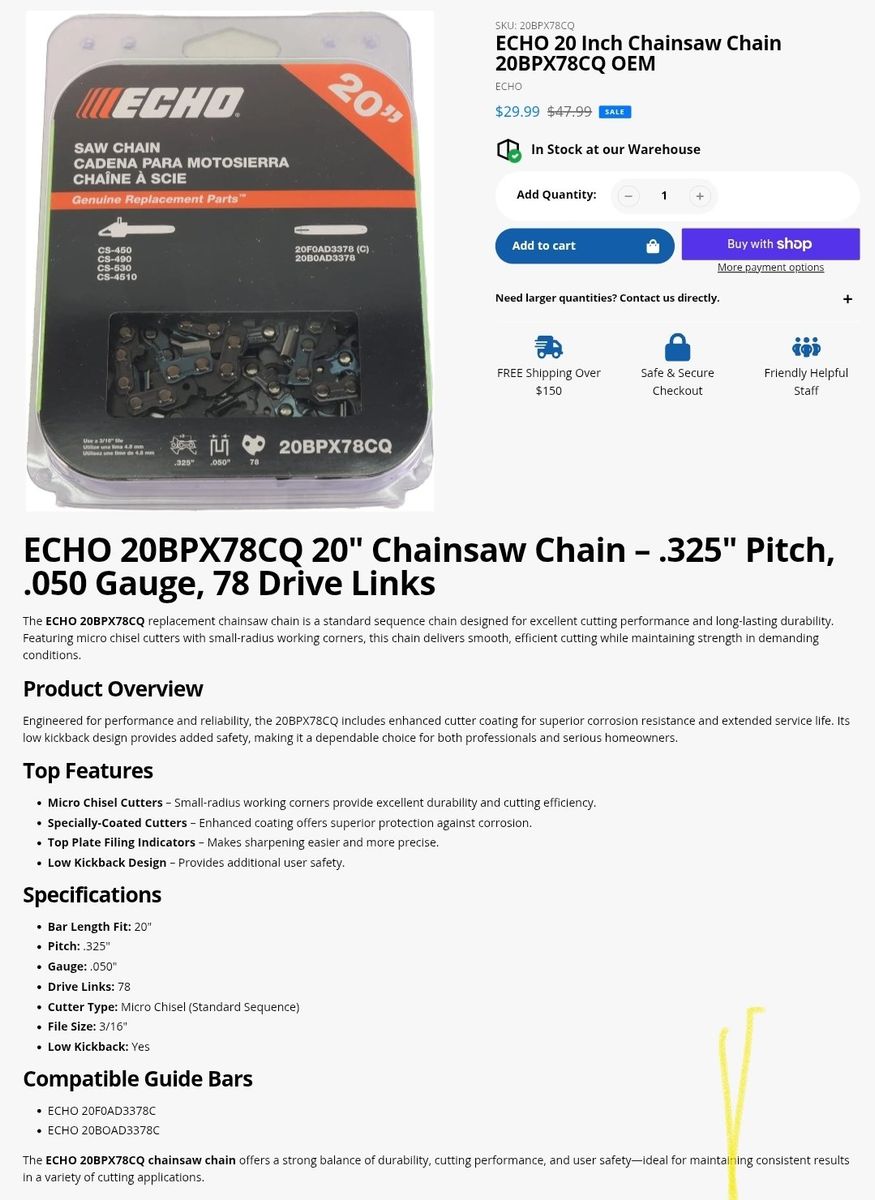 ECHO "20"saw chain