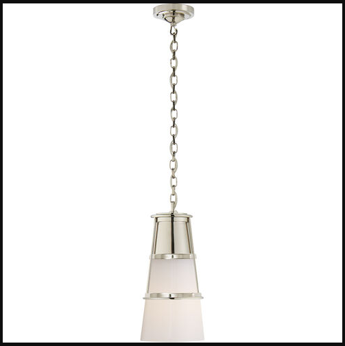 Retails for $1100 - Thomas O'Brien Robinson 1 Light 7.5 inch Polished Nickel Pendant Ceiling Light in White Glass, Medium