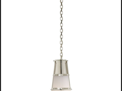 Retails for $1100 - Thomas O'Brien Robinson 1 Light 7.5 inch Polished Nickel Pendant Ceiling Light in White Glass, Medium