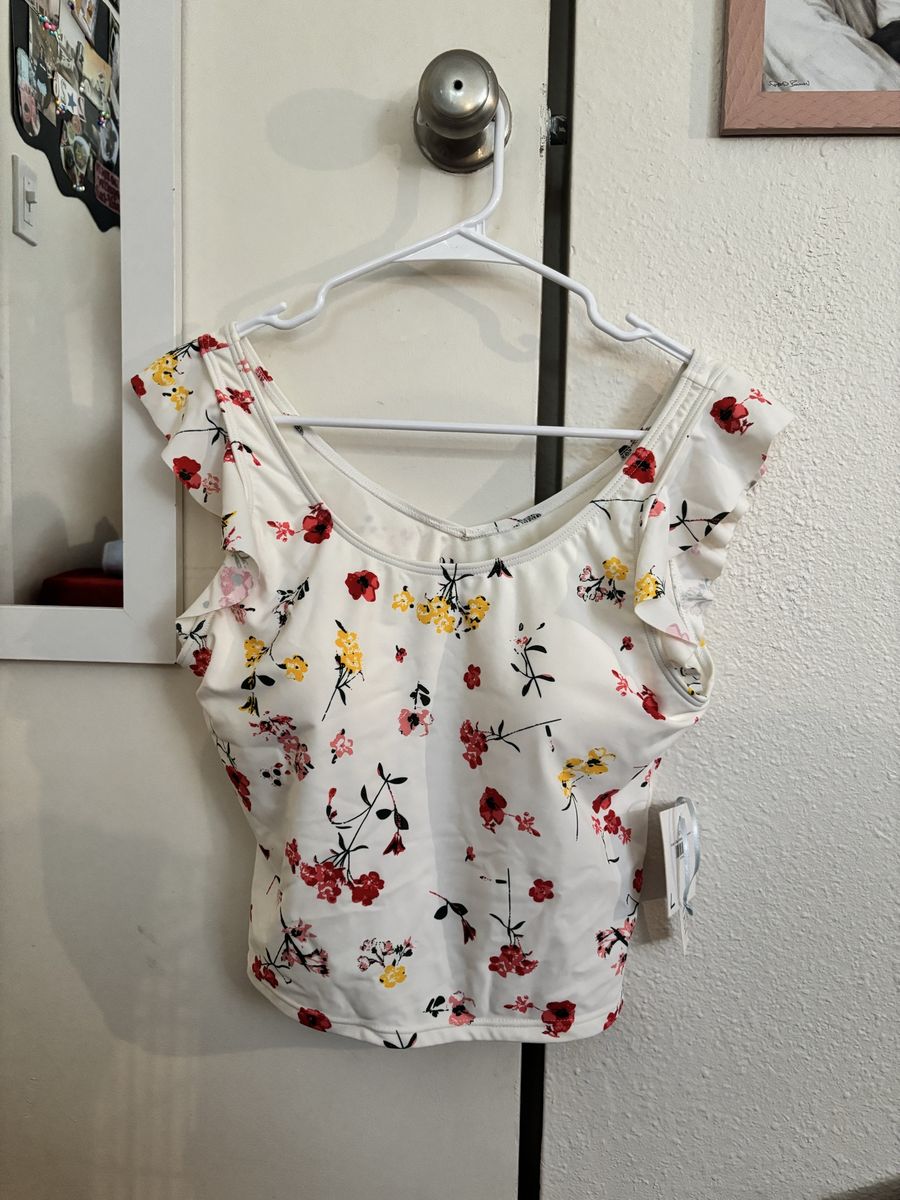 Ruffle V Back Midkini Top - Golden Meadows - Size L
