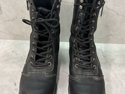 Harley-Davidson Black Leather Lace-Up Side Zip Boots Size 6.5