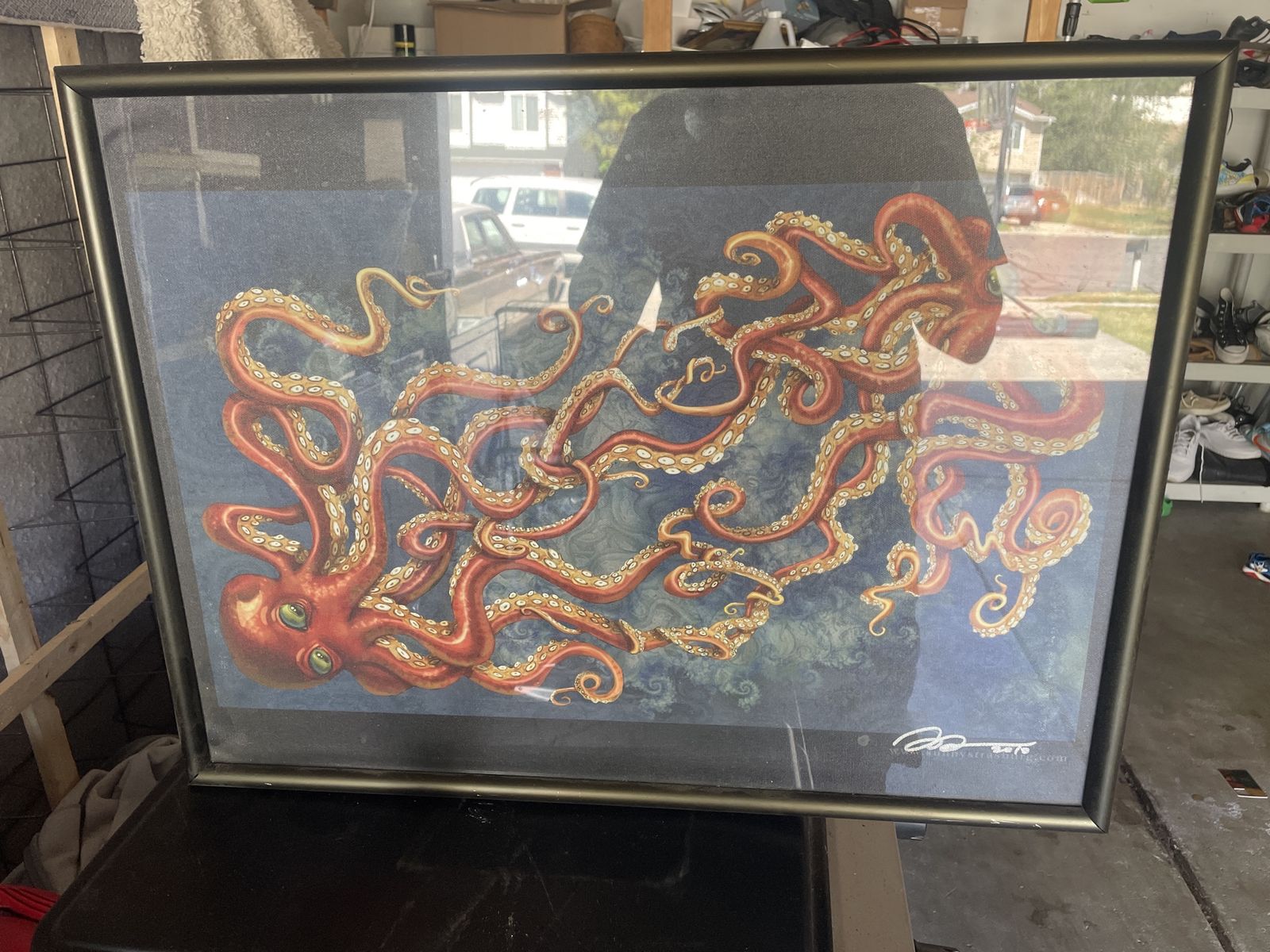 Framed Octopus Tentacles Wall Art Print - Striking Nautical/Fantasy Decor