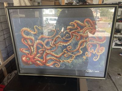 Framed Octopus Tentacles Wall Art Print - Striking Nautical/Fantasy Decor