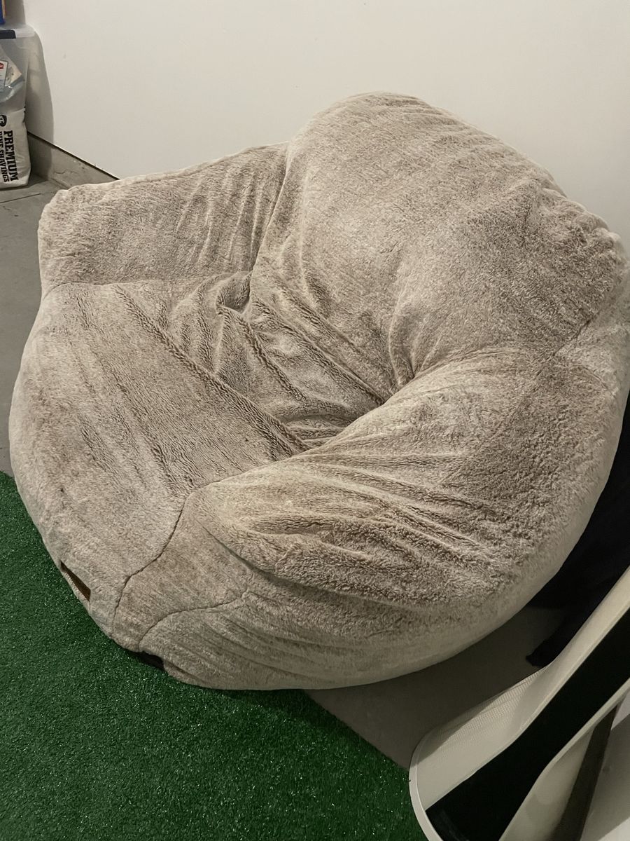 Large Faux Fur Bean Bag Chair - Tan/Brown, Super Comfy Lounge Seating