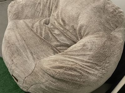 Large Faux Fur Bean Bag Chair - Tan/Brown, Super Comfy Lounge Seating