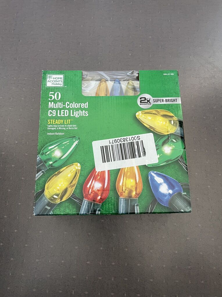Home Accents Holiday 50‑Light Multi‑Colored C9 LED Lights — New In Box