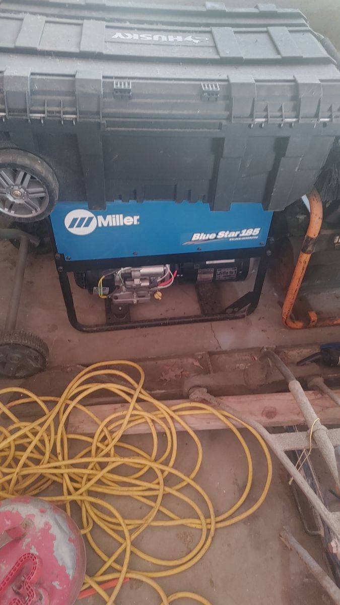 PORTABLE 185 WELDER GENERATOR WITH SUPPLIES, MASK AND CUTTING TORCH GAUGES