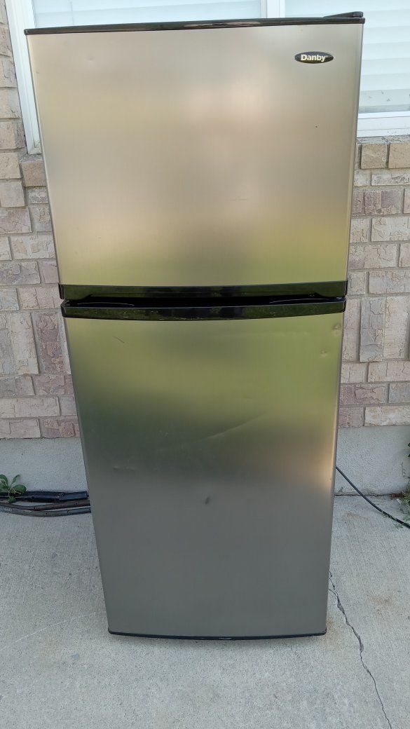 Danby Dual-Door Mini Fridge with Freezer – Stainless Steel Look