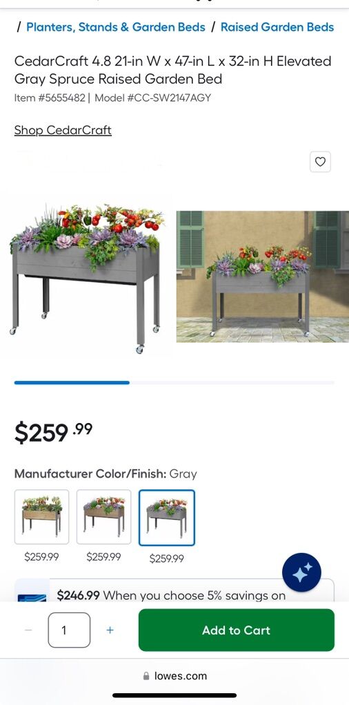 CedarCraft Self Watering Garden Bed With Wheels