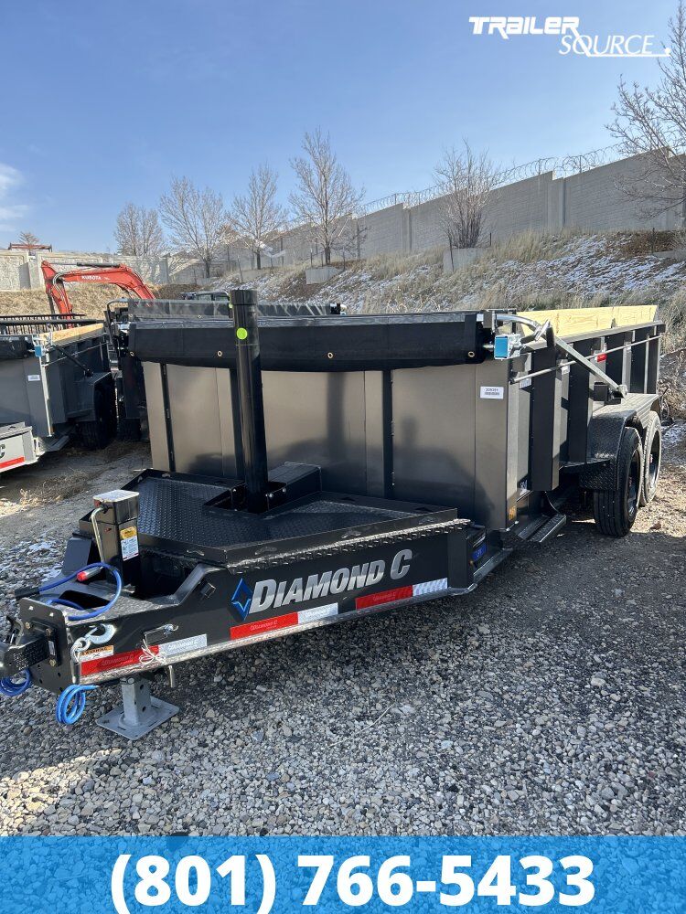 7x14 Diamond C LPT 208 Dump Trailer - 32" Sides - 18K GVWR - 18 Ply Tire Upgrade, Board Brackets, Long Arm Tarp