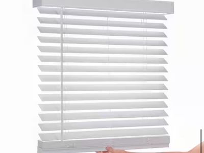 2 New 60.5x64 2in White Faux Wood Blinds