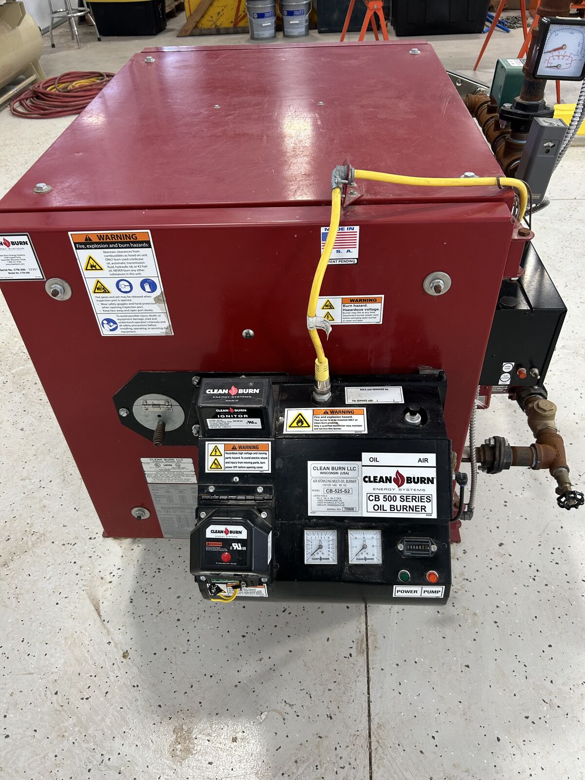 Clean burn CB 500 oil burner boiler, shop heater