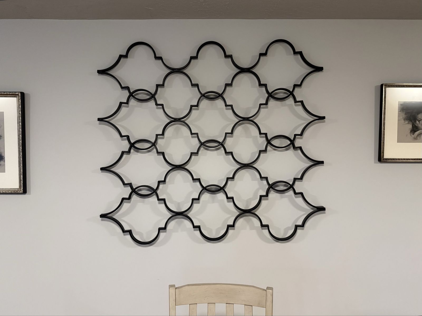 Decorative Black Metal Scroll Wall Art - Elegant Geometric Design Home Decor