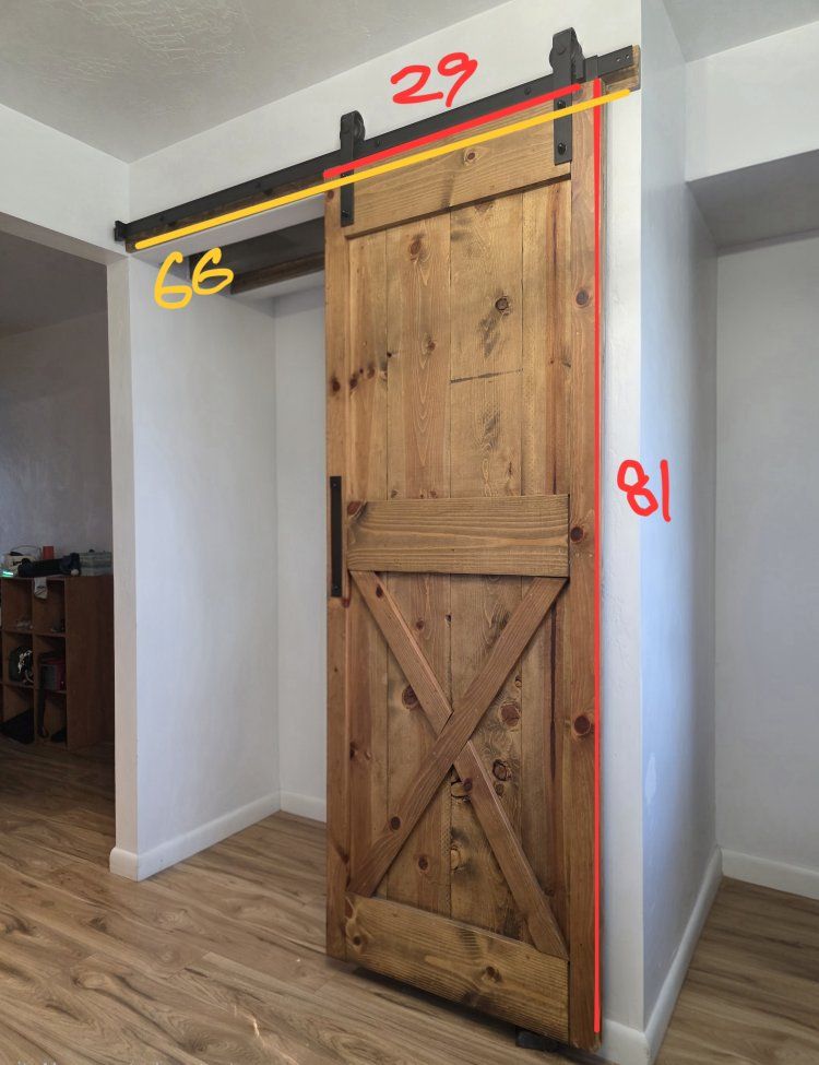 Rustic Wooden Barn Door with Hardware - 29" x 81"