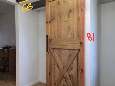 Rustic Wooden Barn Door with Hardware - 29" x 81"