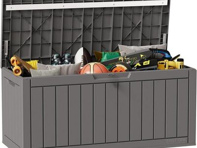 90 Gal. Grey Deck Box Indoor and Outdoor Use