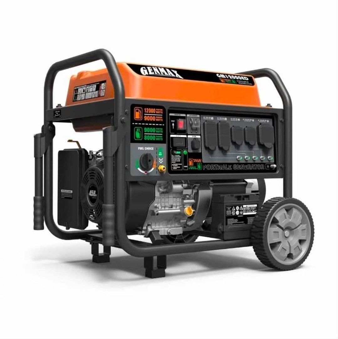 NEW GENMAX GM12000ED Dual Fuel Portable Generator – 10,000 Peak Watts – Electric Start - NEW
