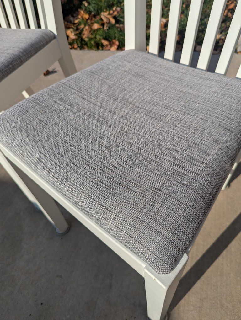 Two White and Grey IKEA Kitchen Chairs