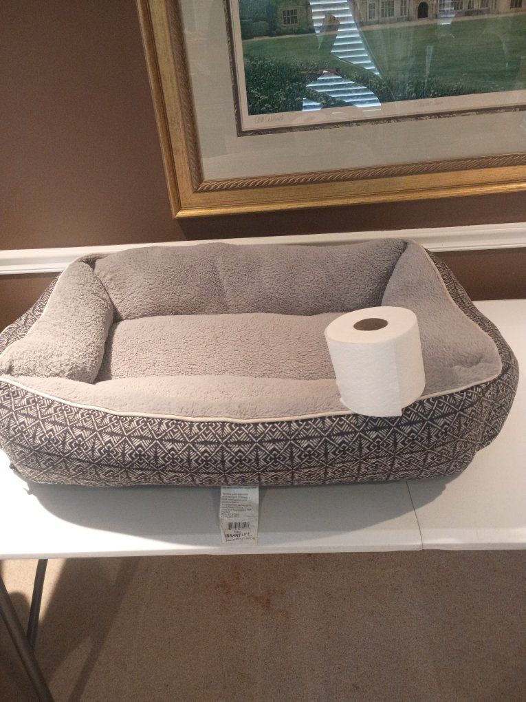 Vibrant Life Plush Gray Patterned Bolster Dog Bed