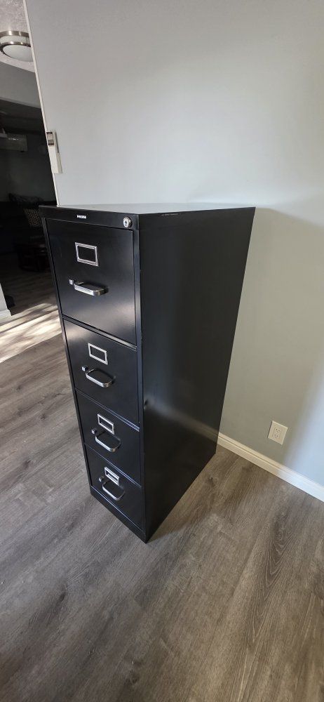 HON 4 Drawer Vertical File Cabinet with Lock, 25" Deep, Black