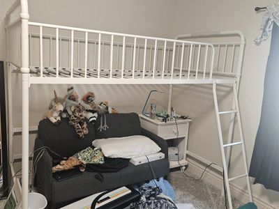 White Metal Loft Bed Twin Size