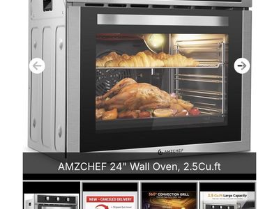 AMZCHEF 24" Stainless Steel Electric Wall Oven, 2.5 Cu. Ft. Capacity - New Open Box