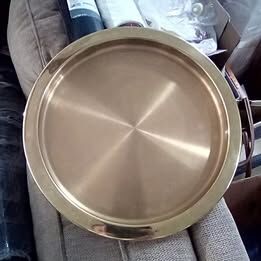 14" Round Gold Brushed Stainless Steel Tray Room 360 by Front of the House