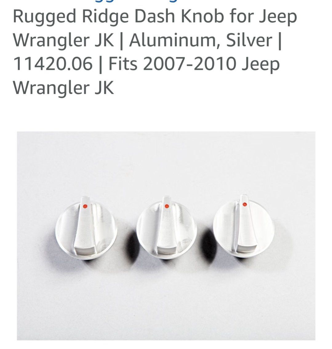 Rugged Ridge 11420.06 Aluminum Dash Knobs for 2007-2010 Jeep Wrangler JK - Silver (3-Pack)