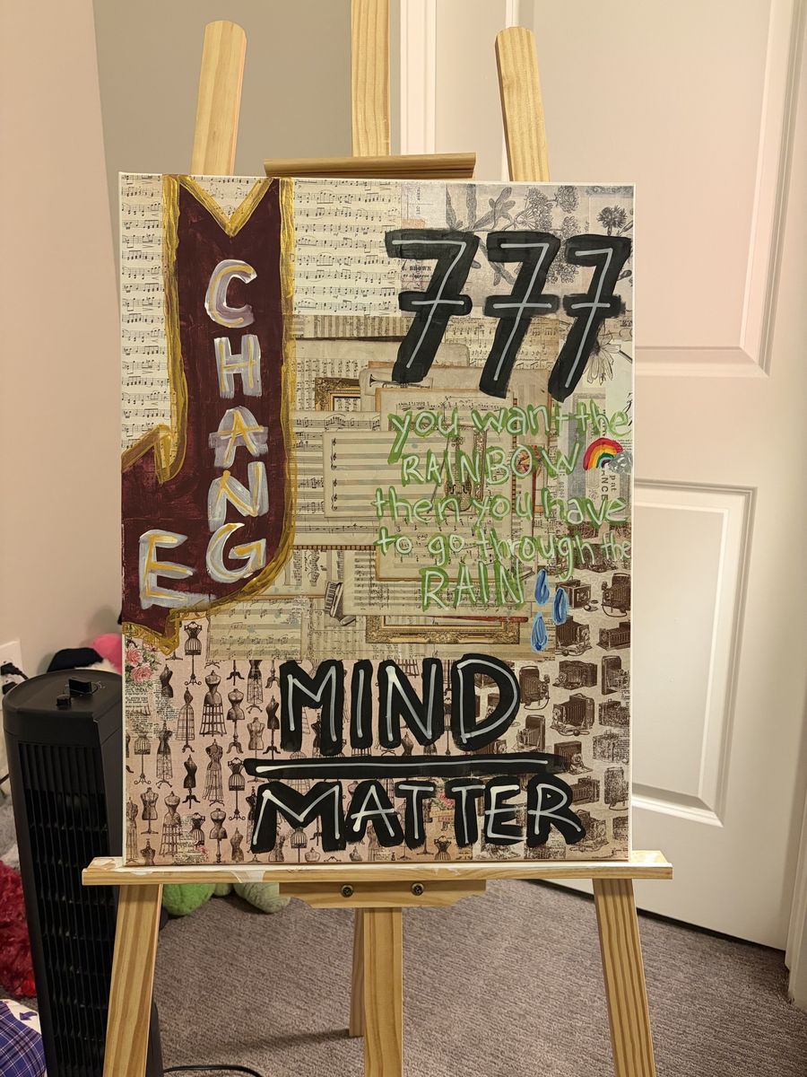Mixed Media "Mind Over Matter" Canvas Art - 777, Rainbow, Change Themes