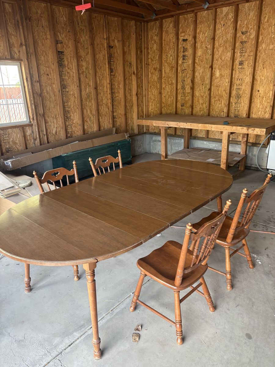 Large dining table with 4 chairs